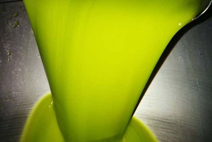 El aceite verde recién elaborado