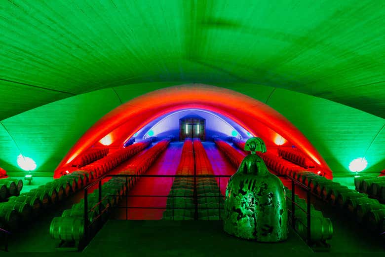 Visit a striking underground barrel room