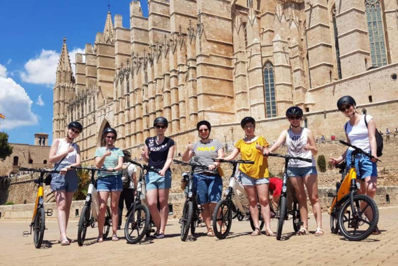 Biking by the Palma Cathedral