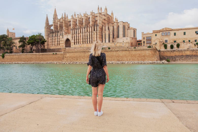 Contemplando el exterior de la catedral de Palma