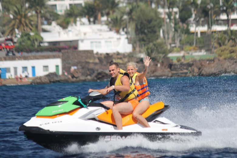 A couple on the jet ski