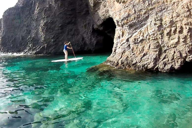 Entering a cave