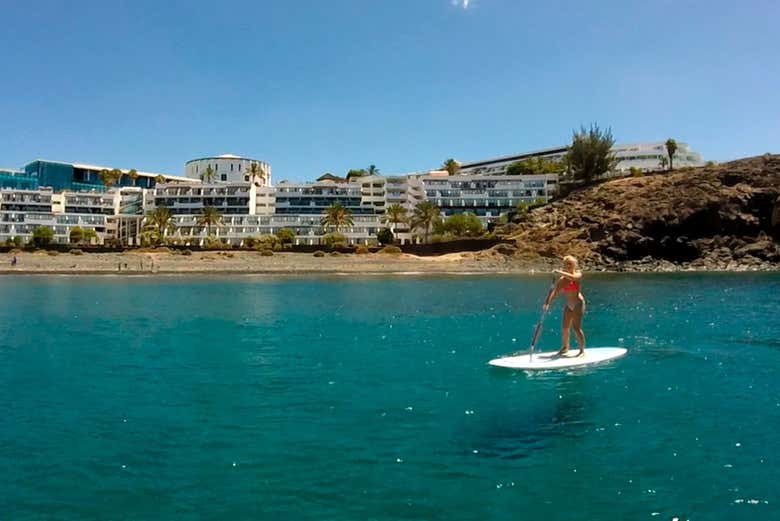 Paddle surfing at Papagayo Beach