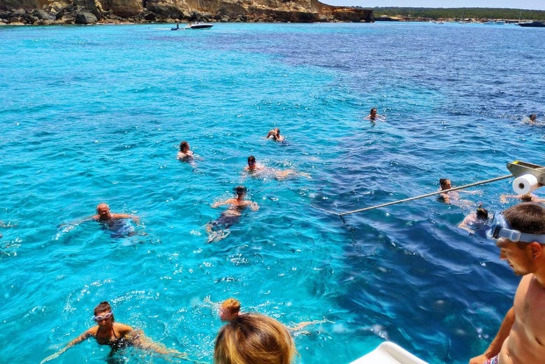 Swimming in the waters of Formentera
