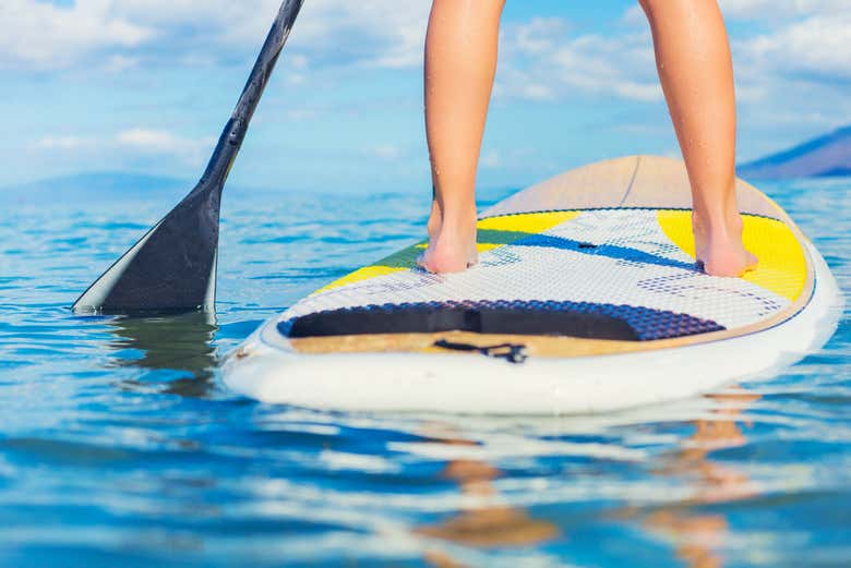 Rowing on the paddleboard