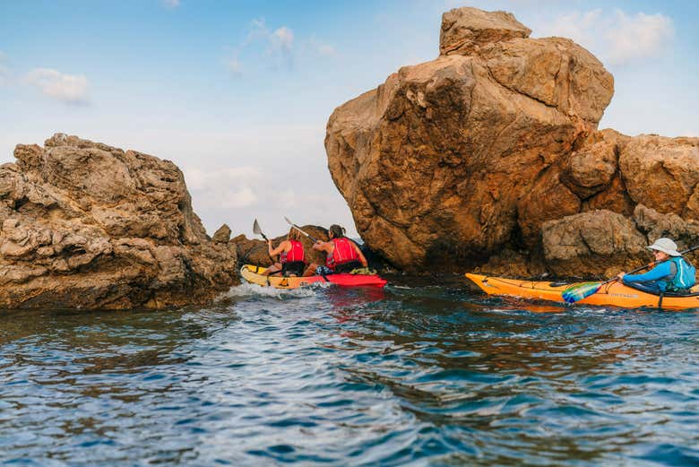 Durante la travesía en kayak en Es Figueral