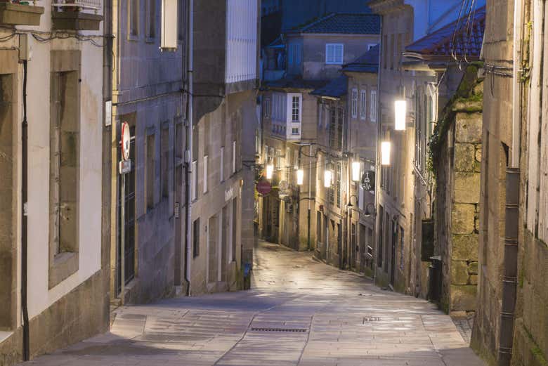 Centro de Pontevedra al anochecer