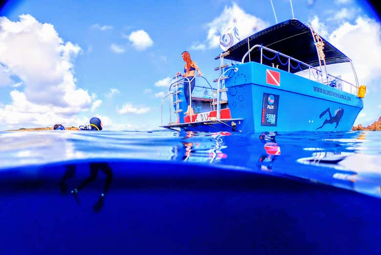 Buceando junto al barco