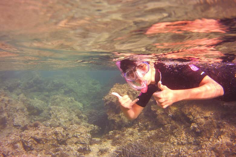 Practicando snorkel en Menorca