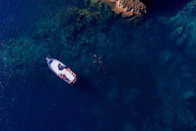 Vista aérea de la Reserva Marina del Norte de Menorca