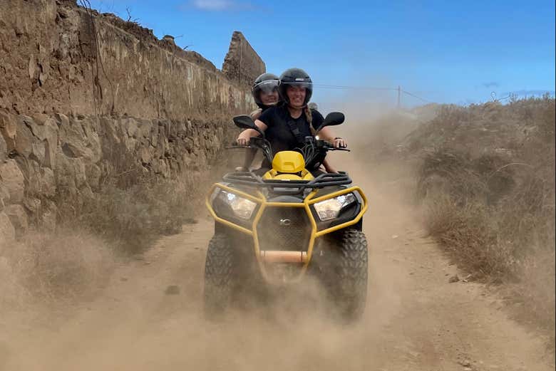Quad bike down dirt tracks