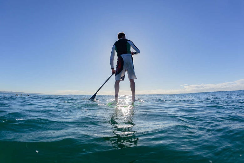 Haciendo paddle surf en Ribadesella