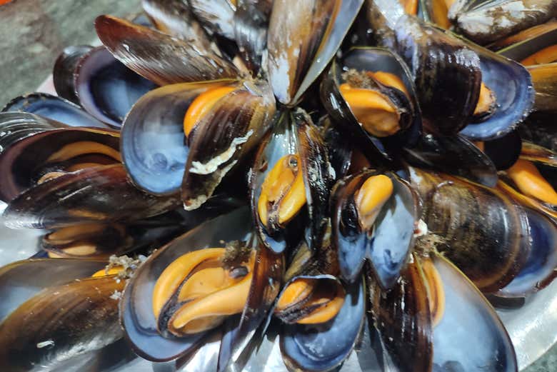 Cozze dell'estuario al vapore