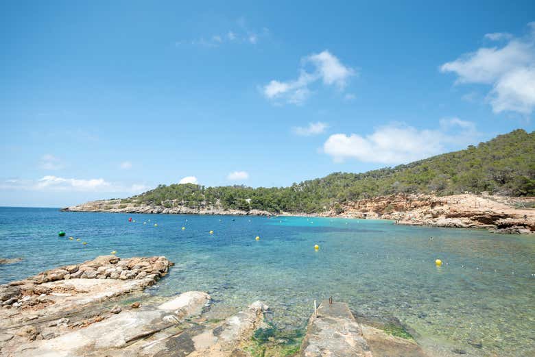 Aguas turquesas de Cala Salada y Cala Saladeta
