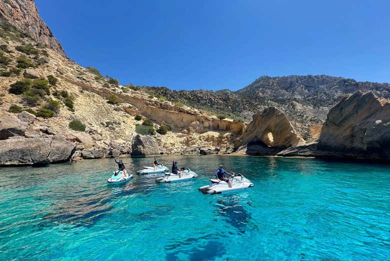 Desfrutando do passeio de jet ski