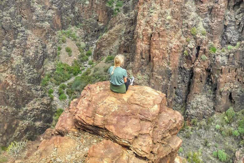 Admiring the views over the ravine