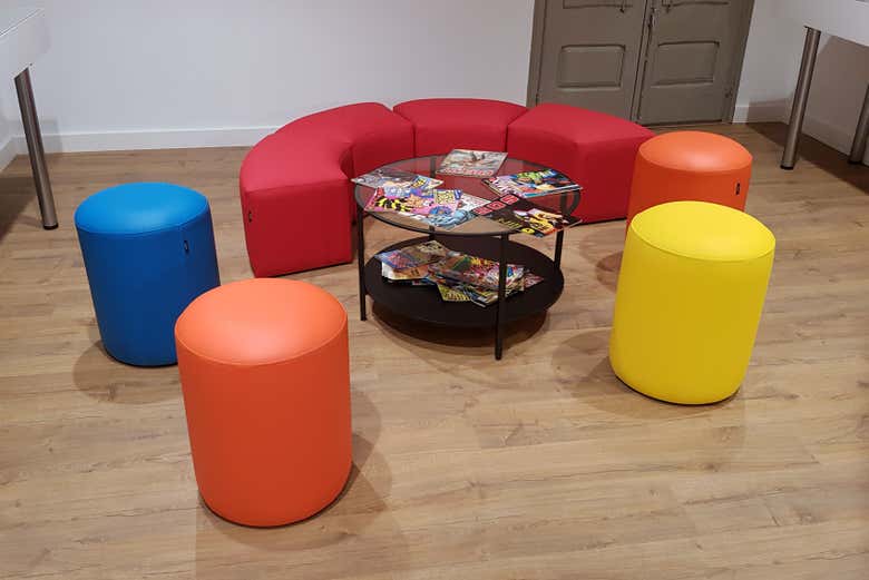 Espaço de leitura no Museu dos Quadrinhos