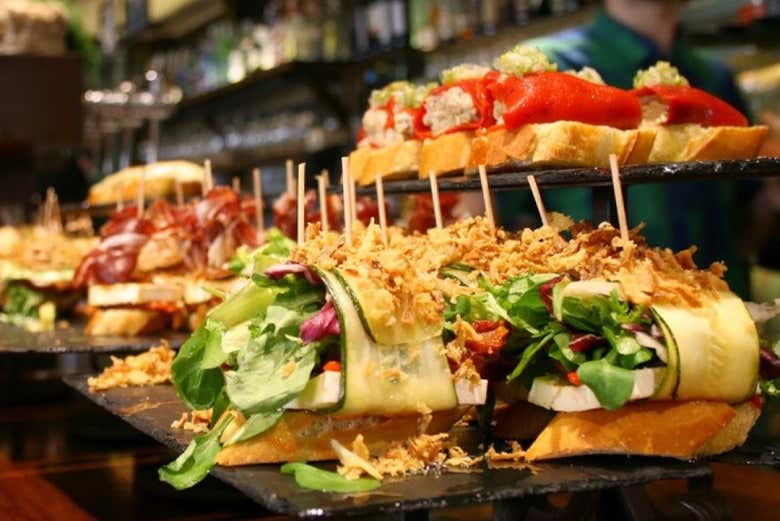 Diferentes pintxos de San Sebastián que podréis probar