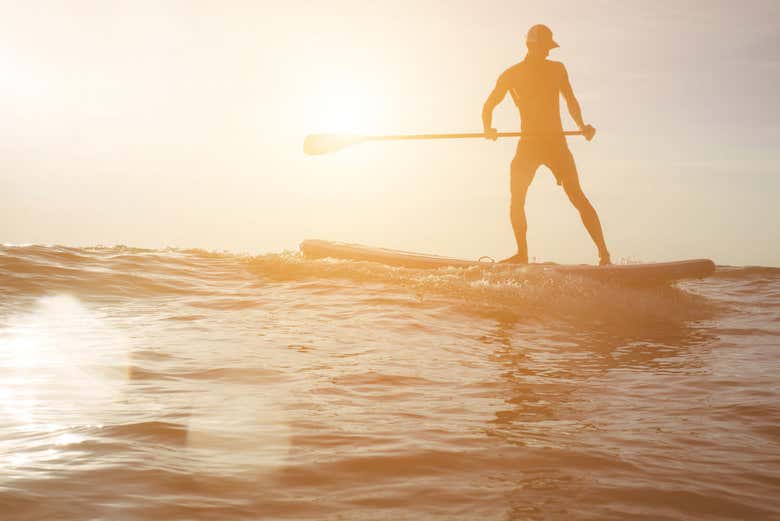 Enjoying the paddle surf equipment in Chiclana