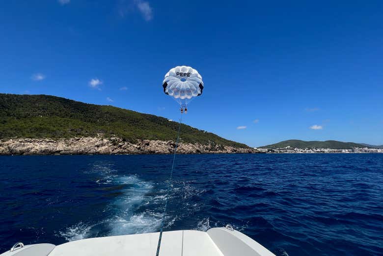 Flying over the coast of Ibiza