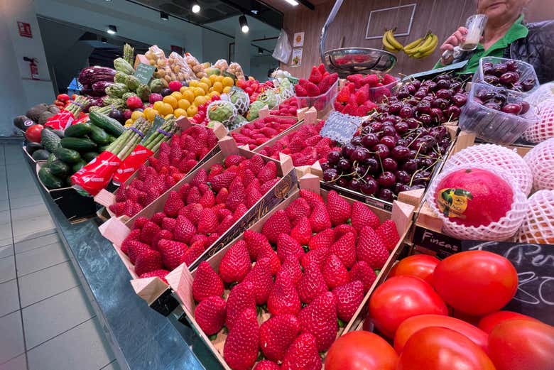 Uma das barracas do mercado