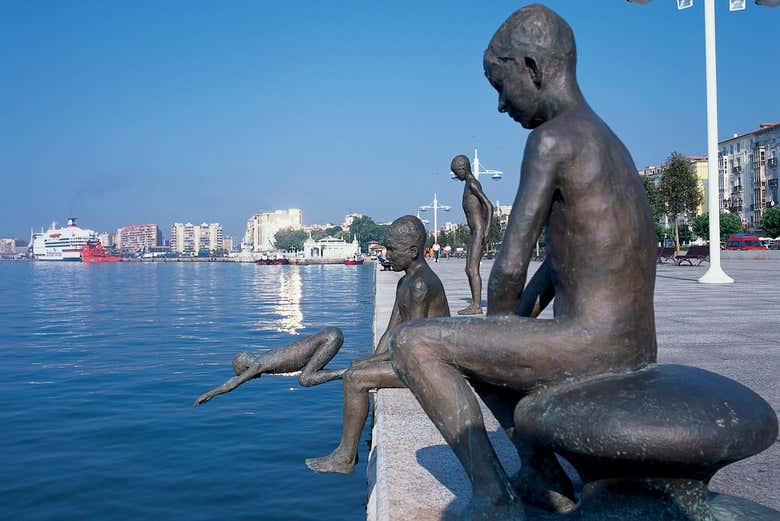 Statues along the bay Santander