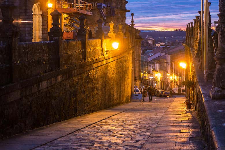 As ruas de Santiago à noite