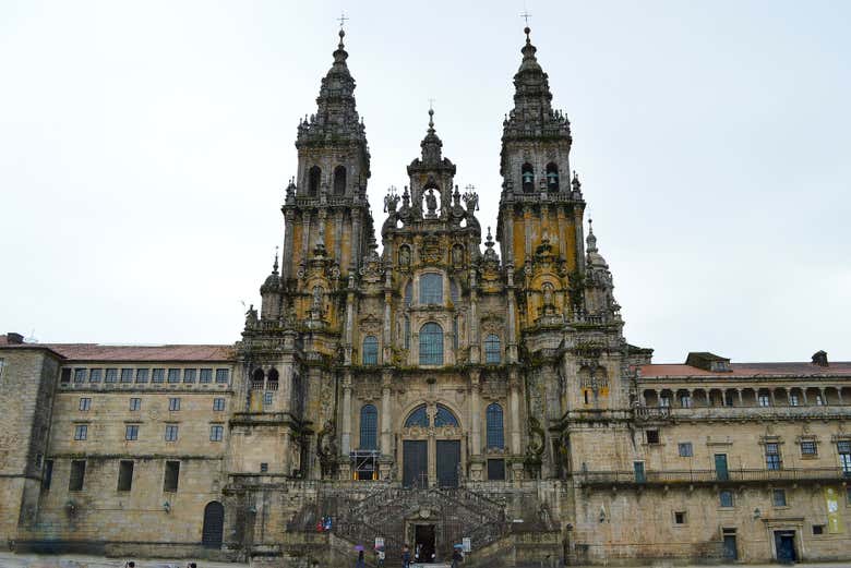 Marvel at the towering facade of the Cathedral of Santiago