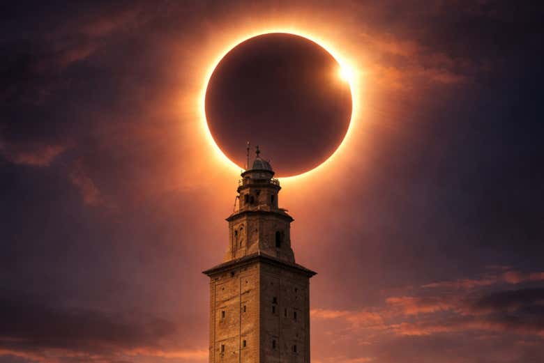 Eclipse sobre la torre de Hércules