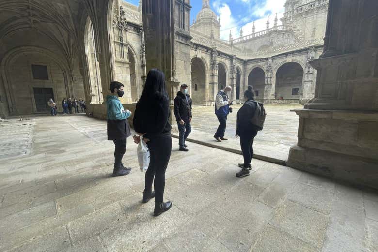 Visiting the cloister of the cathedral of Compostela
