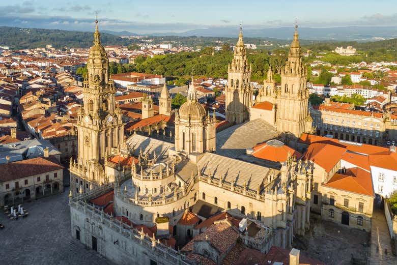 Vista aérea de la Catedral de Santiago de Compostela 