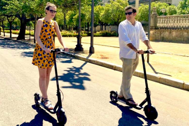 Enjoying the electric scooter tour of Seville