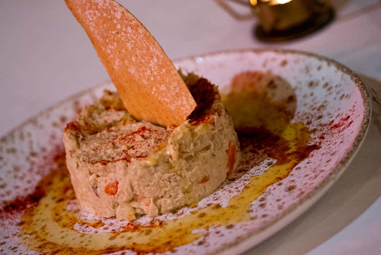 Octopus and tuna Russian salad