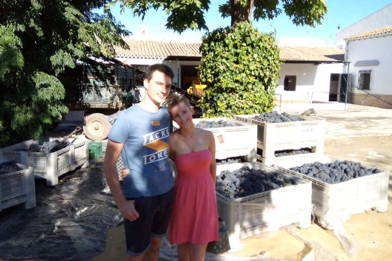Casal visitando as adegas