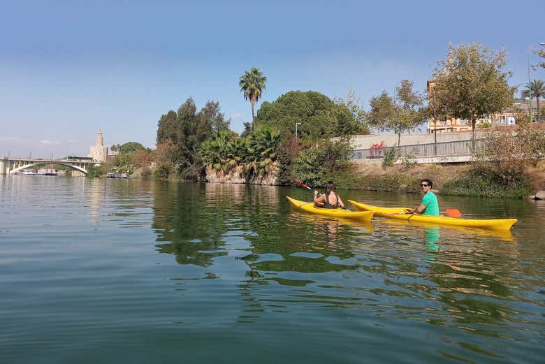 Disfrutando de los kayaks