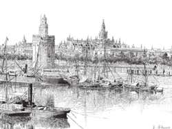 Drawing of the history of Seville