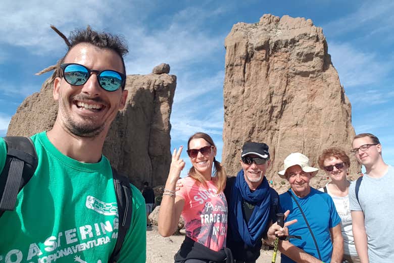 Photo de groupe à l'arrivée à Roque Nublo