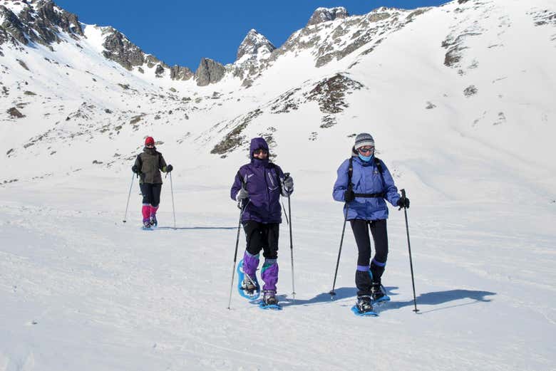 Enjoying the snowshoe hike