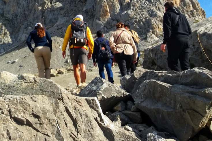 Durante la ruta de senderismo por los Picos de Europa
