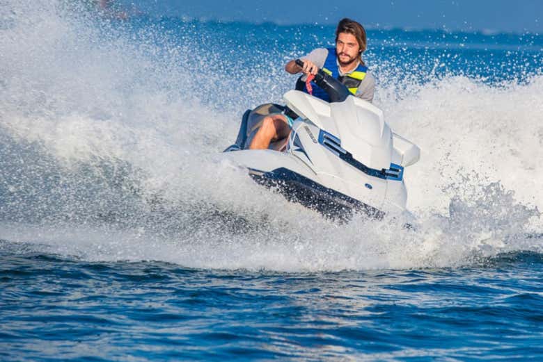 Enjoying the jet ski tour