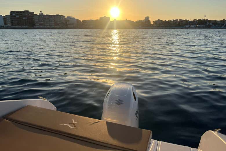 Il tramonto visto dall'imbarcazione