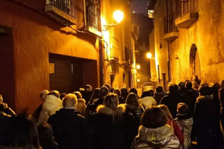 Promenade dans Tudela à la tombée de la nuit