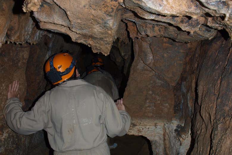 Durante la actividad de espeleología