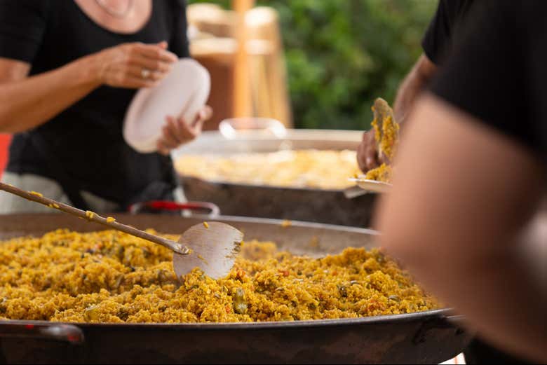 Indulge in a tasty plate of paella