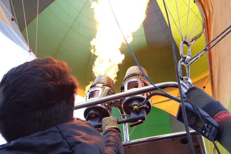 Inflating the hot air balloon