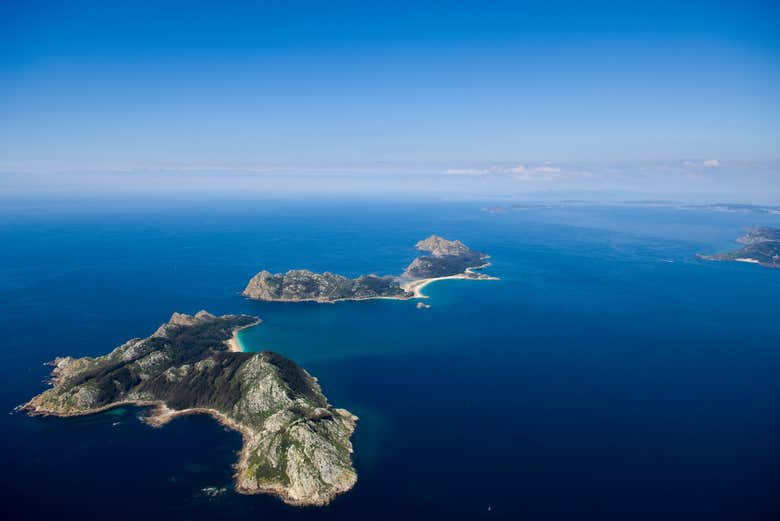 Vista aérea de dos de las Islas Cíes
