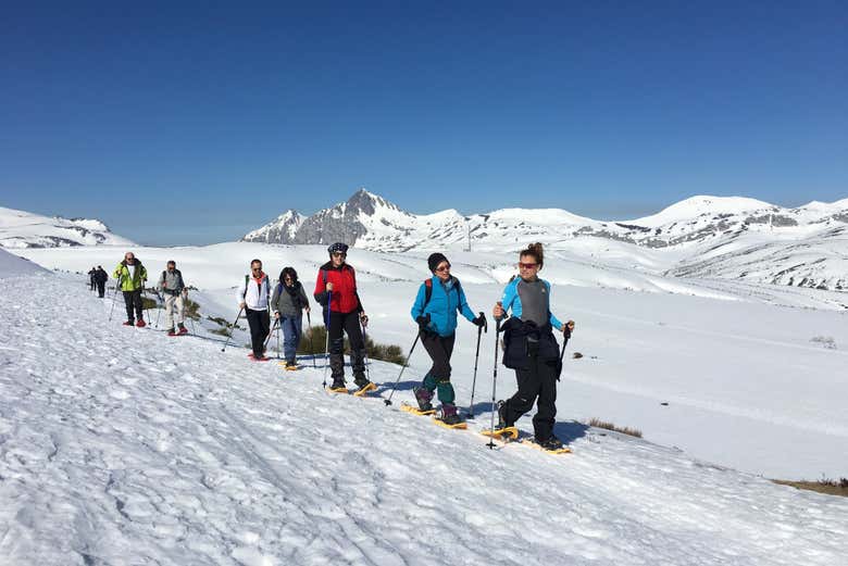 Paseando en raquetas de nieve
