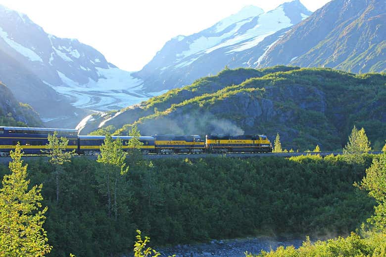 Watch glaciers and valleys roll past the carriages