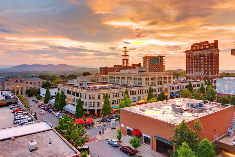 Asheville al atardecer