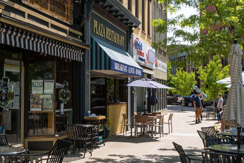 A quaint street in downtown Asheville